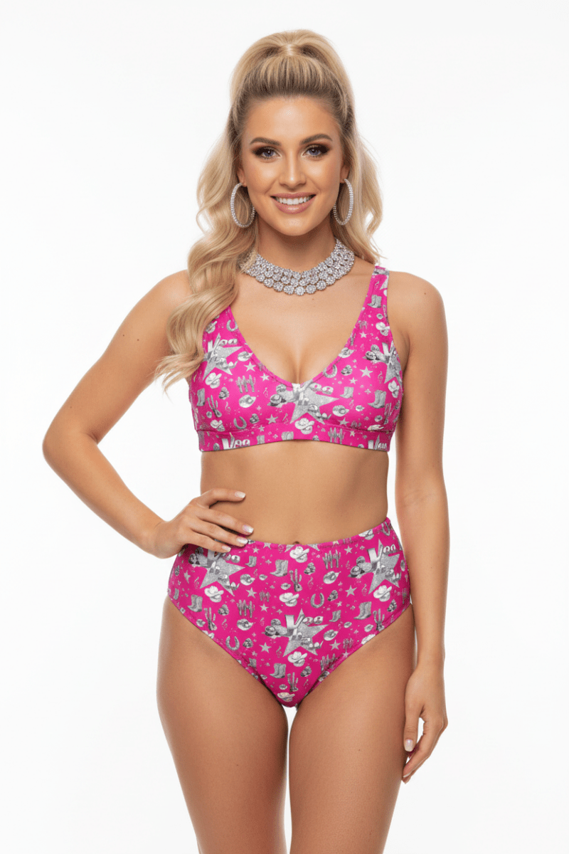 Baha Ranch Yeehaw Magenta Rhinestone Cowgirl Turquoise Bikini - Qu!rk Boutique