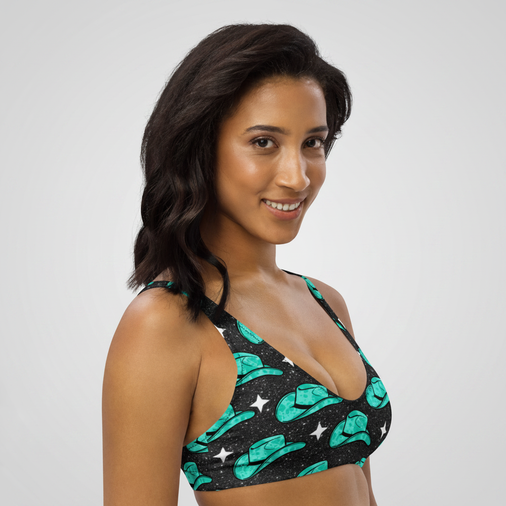 Baha Ranch Yeehaw Turquoise Hat Bikini Top