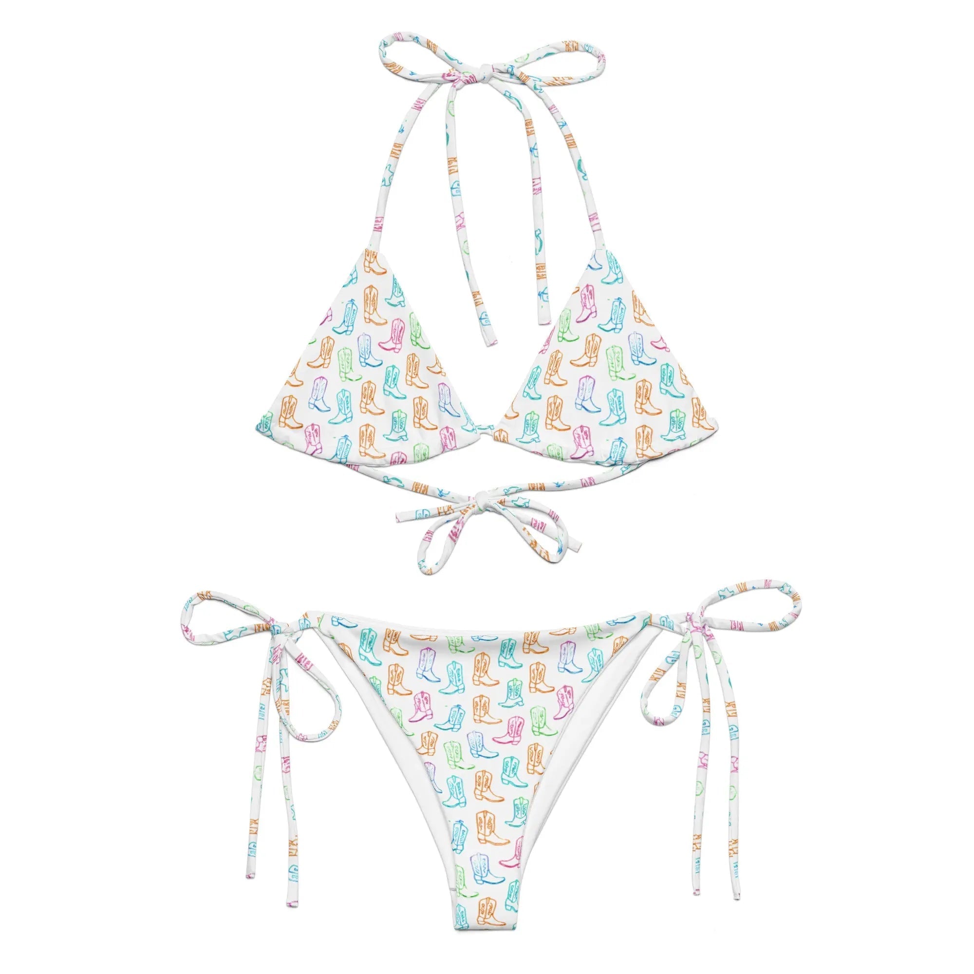 Watercolor Neon Boots String Bikini