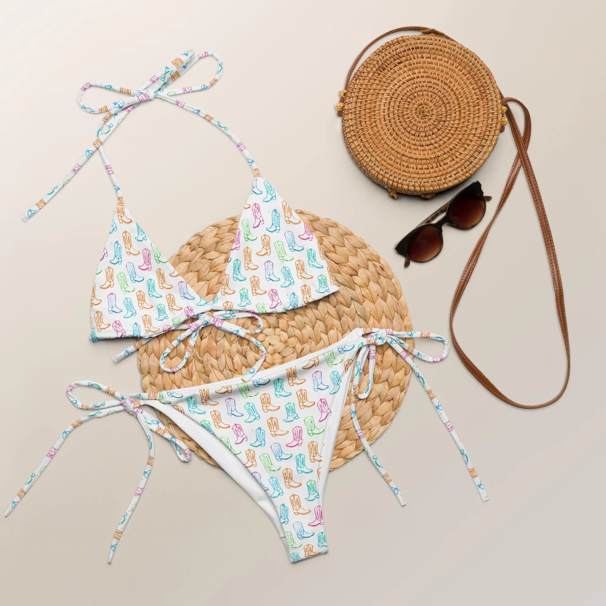 Watercolor Neon Boots String Bikini