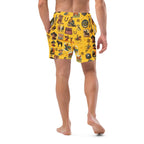 Baha Ranch Yeehaw Vintage Cowboy Collage Mustard Swim Trunks - Qu!rk Boutique