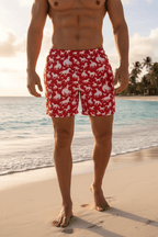 Baha Ranch Yeehaw Red Rodeo Cowboy Men's Swim Trunks - Qu!rk Boutique