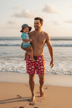 Baha Ranch Yeehaw Red Rodeo Cowboy Men's Swim Trunks - Qu!rk Boutique