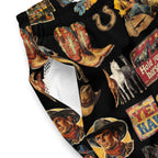 YEEHAW Vintage Cowboy Collage Western Swim Trunks Shorts - Qu!rk Boutique