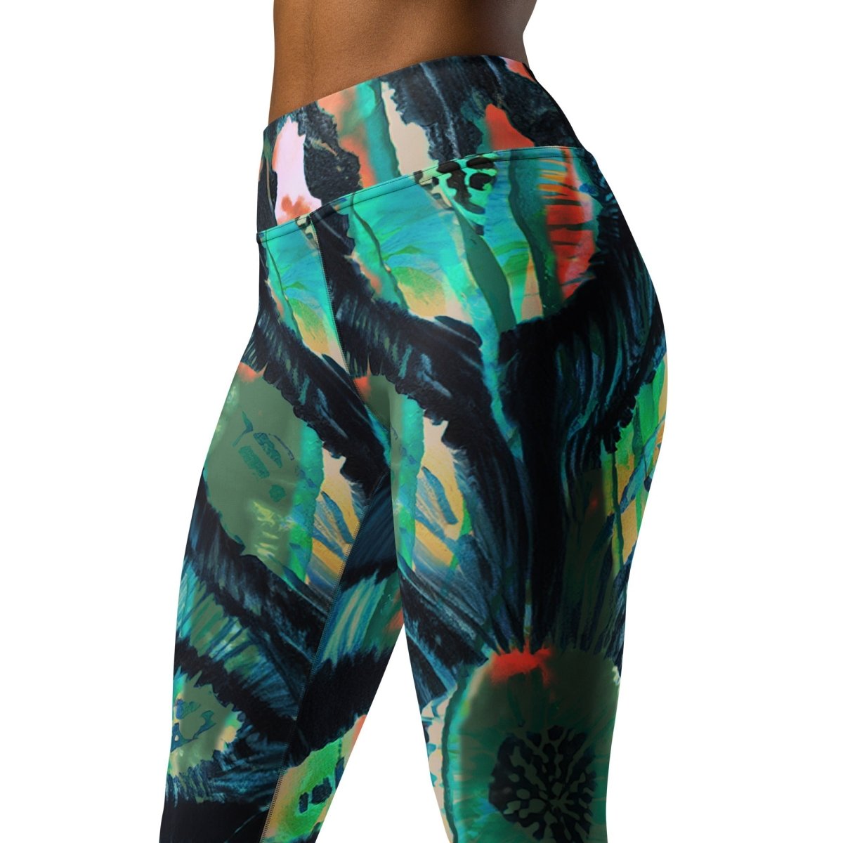 Shibor Floral Print High Waist Leggings - Qu!rk Boutique