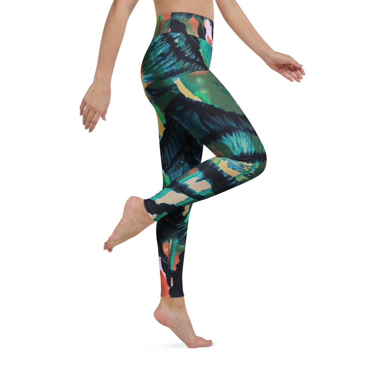 Shibor Floral Print High Waist Leggings - Qu!rk Boutique