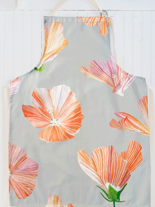 Apron: Hibiscus on Grey - Qu!rk Boutique