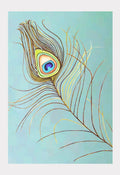 Art Print:  Peacock Feather on Aqua