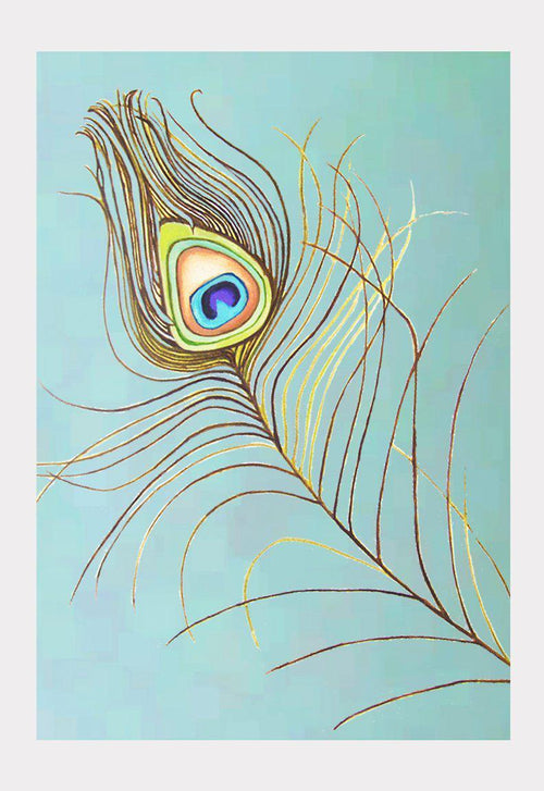 Art Print: Peacock Feather on Aqua - Qu!rk Boutique