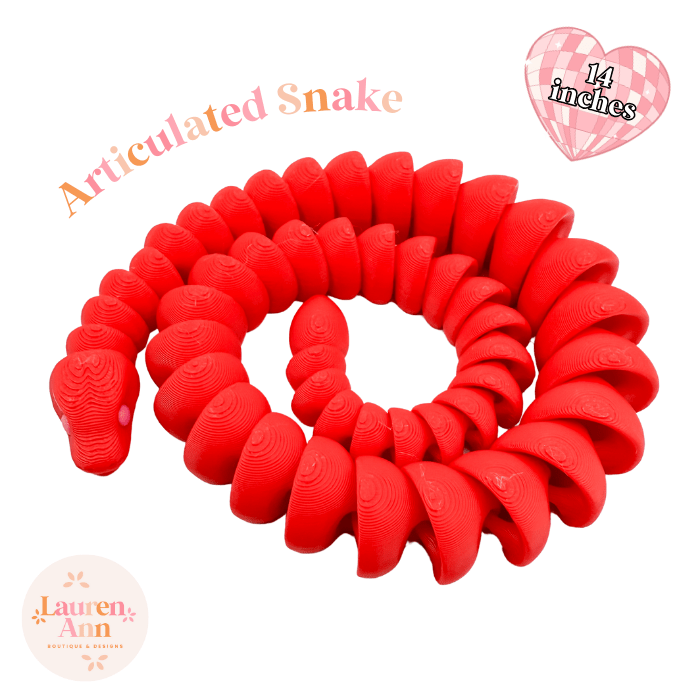 Articulated 3D Printed Snake – Valentine’s Edition (14 Inches)