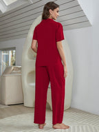 Short Sleeve Shirt, Bralette, and Pants Lounge Set - Qu!rk Boutique