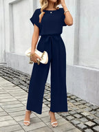Tie Waist Wide Leg Jumpsuit - Qu!rk Boutique