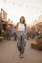 Time To Frolic! Western Cowgirl Printed Vintage Drawstring Pants - Qu!rk Boutique