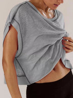 Cutout Back Short Sleeve T-Shirt - Qu!rk Boutique