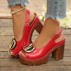 Peep Toe Block Heels Sandals - Qu!rk Boutique