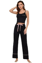 Contrast Trim Cropped Cami and Pants Loungewear Set - Qu!rk Boutique