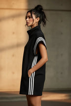 Striped Zip Front Short Sleeve Romper - Qu!rk Boutique