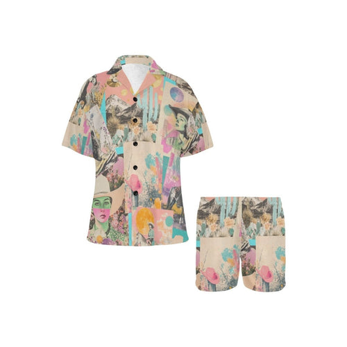Baha Ranch Retro Pop Western Collage Pajama Set - Qu!rk Boutique