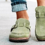 Round Toe Low Heel Buckle Loafers - Qu!rk Boutique