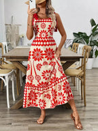 Floral Print Tie-Shoulder Midi Dress - Qu!rk Boutique