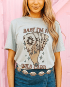 Baby I'm A Wild Card Graphic Tee - Grey - Qu!rk Boutique