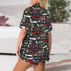 Baha Ranch Viva Las Vegas Western Satin Ruffle Pajama Set - Qu!rk Boutique