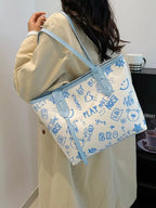 Graffiti Print Casual Tote Bag - Qu!rk Boutique