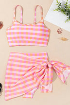 Plaid Print High Waist Bikini Set - Qu!rk Boutique