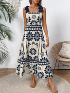 Floral Print Tie-Shoulder Midi Dress - Qu!rk Boutique