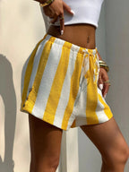 Drawstring Striped Shorts - Qu!rk Boutique