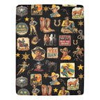 Baha Ranch Vintage Cowboy Collage Western Ultra Soft Minky Throw Blanket 60" x 80" Made in America - Qu!rk Boutique