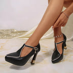Point Toe Flare Heels Pumps - Qu!rk Boutique