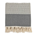 Black and white Turkish throw blanket with geometric patterns and fringe, Qu!rk Boutique