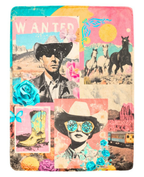 Pop Western Collage Throw Blanket Ultra-Soft Micro Fleece Blanket 60" x 80" Made in America - Qu!rk Boutique