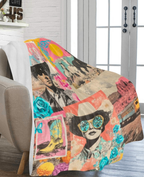 Pop Western Collage Throw Blanket Ultra-Soft Micro Fleece Blanket 60" x 80" Made in America - Qu!rk Boutique