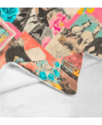 Pop Western Collage Throw Blanket Ultra-Soft Micro Fleece Blanket 60" x 80" Made in America - Qu!rk Boutique