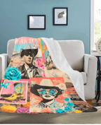 Pop Western Collage Throw Blanket Ultra-Soft Micro Fleece Blanket 60" x 80" Made in America - Qu!rk Boutique