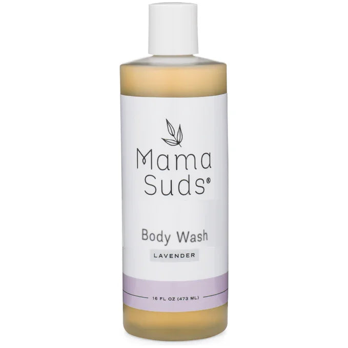 Mama Suds lavender body wash bottle, eco-friendly skincare at Qu!rk Boutique