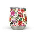 Pink Tropical Flower Stemless Wine Tumbler - Qu!rk Boutique