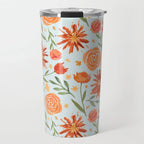 Burnt Orange Flower Burst Travel Mug - Qu!rk Boutique