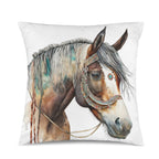 Baha Ranch Fancy Horse on White Velvety Soft Pillow Case Made in America - Qu!rk Boutique