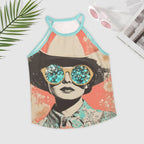 Baha Ranch Turquoise Cowgirl Retro Pop Western Tank Top - Qu!rk Boutique