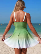 V-Neck Gradient One-Piece Swimsuit - Qu!rk Boutique