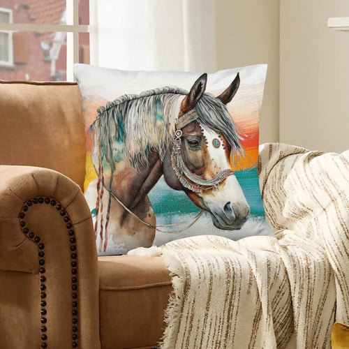 Baha Ranch War Pony Horse Velvety Soft Pillow Cover Made in America - Qu!rk Boutique