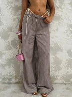 Tied Striped Wide Leg Pants - Qu!rk Boutique