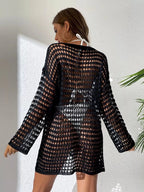 Crochet Knit Long Sleeve Cover-Up - Qu!rk Boutique