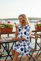 Polka Dot Print Flounced Half Sleeve Casual Vacation Style Mini Dress - Qu!rk Boutique