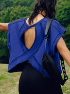 Cutout Back Short Sleeve T-Shirt - Qu!rk Boutique