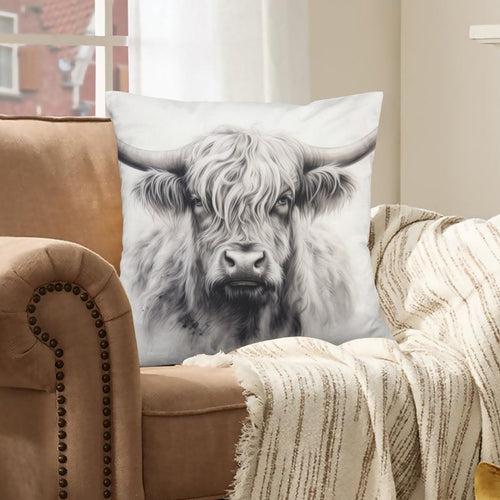 Baha Ranch Black White Highland Velvety Soft Pillow Cover Made in America - Qu!rk Boutique