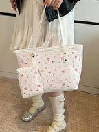 Printed Tote Shoulder Bag with Pouch - Qu!rk Boutique